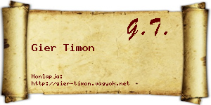 Gier Timon névjegykártya